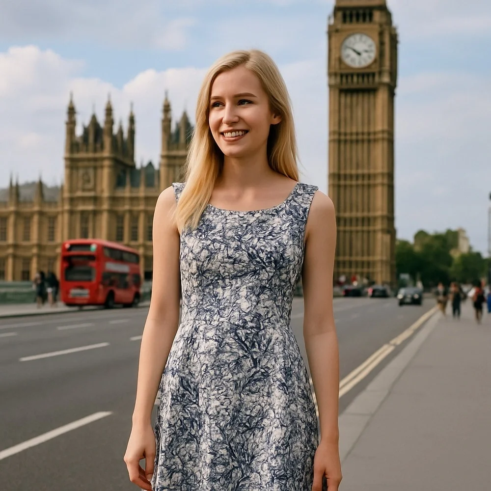 Zara Navy and White A-Line Dress Pleated Waist Adorable‎ Size M - Picture 4 of 4